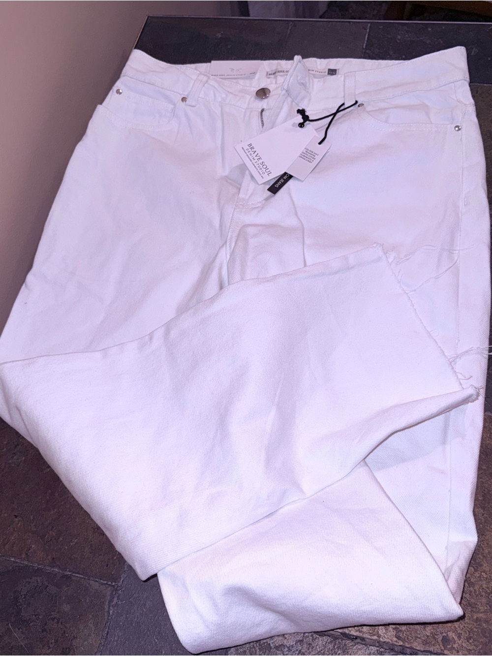 Brave Soul White Cropped Ankle Jeans